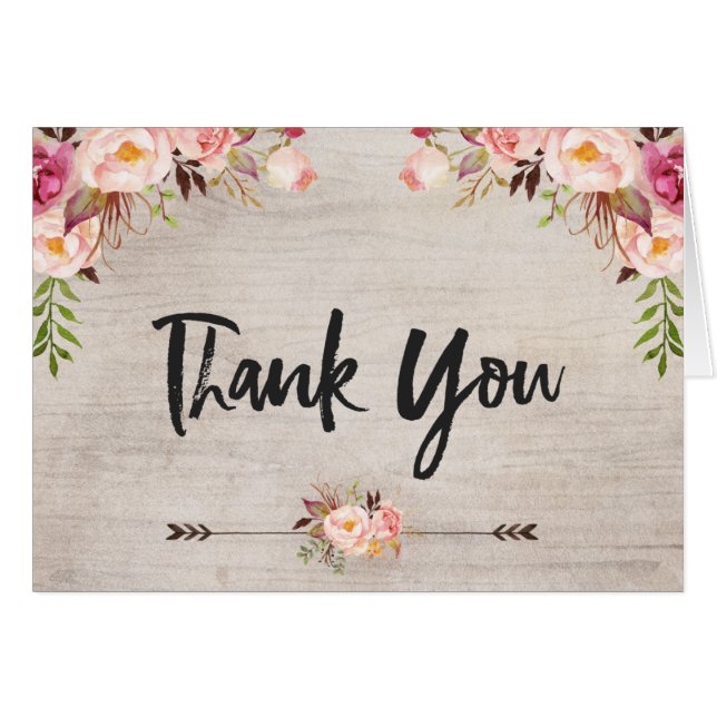 Rustic Floral Boho Folding Card (Front Horizontal)