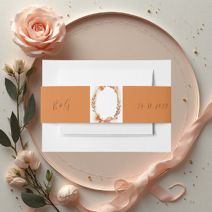 Rustic Floral boho terracotta Wedding wreath Invitation Belly Band