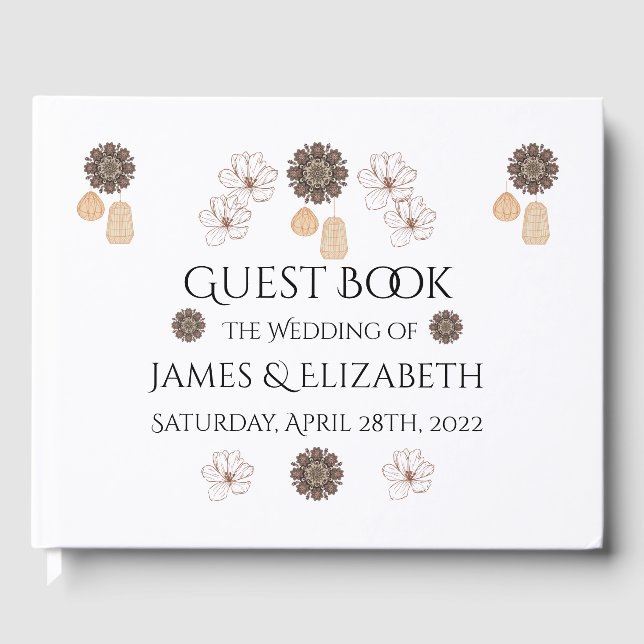 Rustic Floral Boho Wedding  Guest Book (Front)