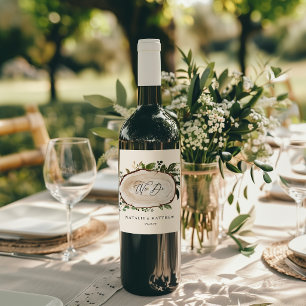rustic floral botanical personalized wedding wine label
