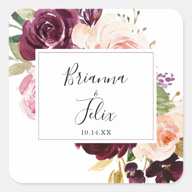 Rustic Floral Botanical Wedding Envelope Seals (Front)