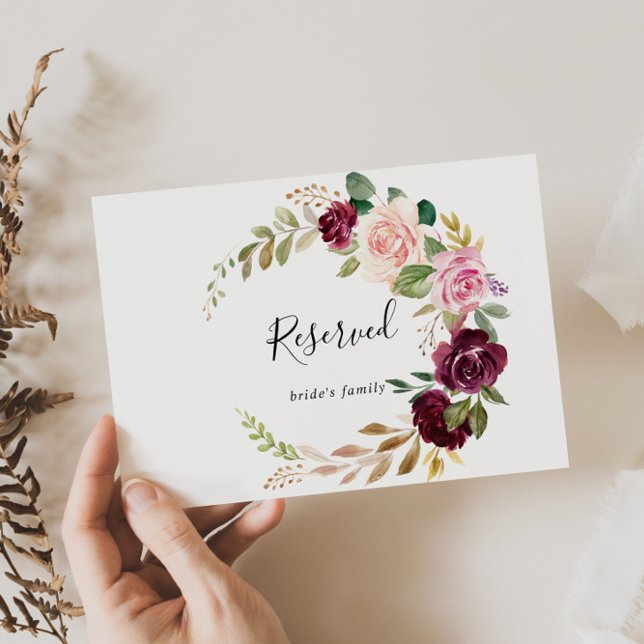 Rustic Floral Botanical Wedding Reserved Sign (Creator Uploaded)