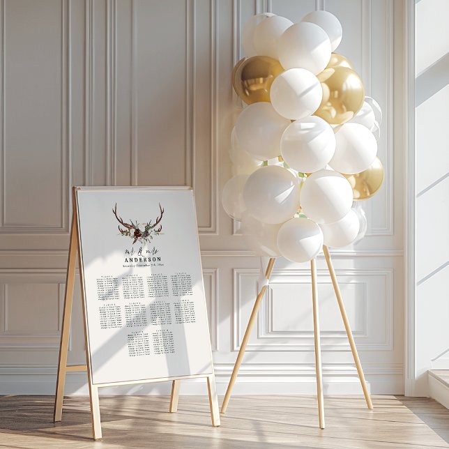 Rustic floral botanical wedding seating plan poste poster (Creator Uploaded)