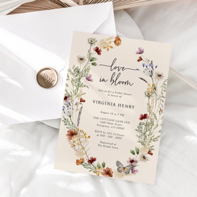 Rustic Floral Bridal Shower Invitation (Rustic Boho Floral Wildflower Bridal Shower Invitation by Painted Paperie
)