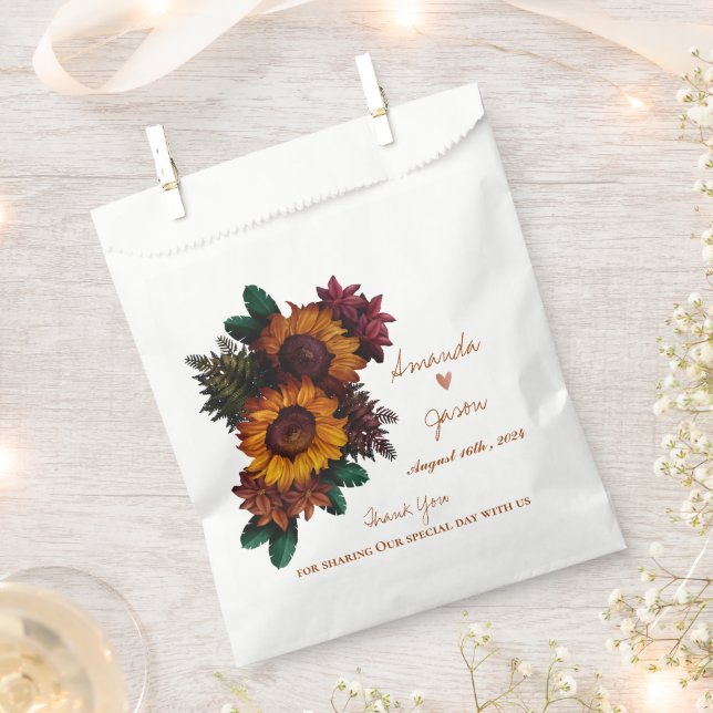 Rustic Floral Bride Groom Thank You  Wedding Party Favour Bag (Clipped)