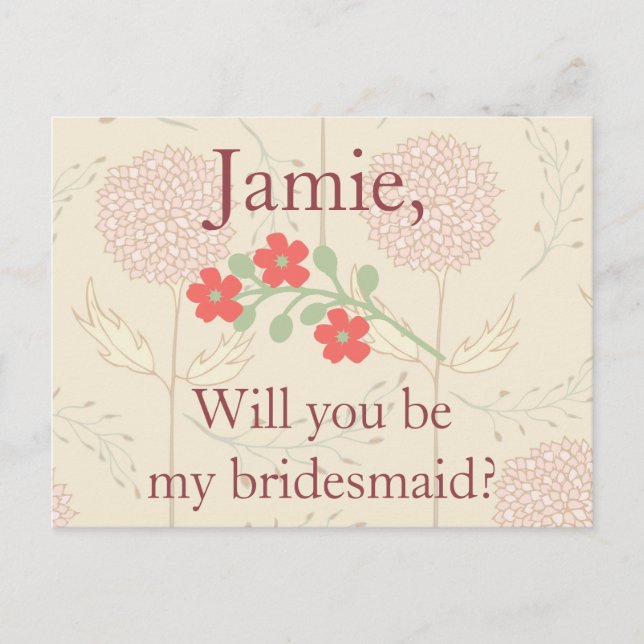 Rustic Floral Bridesmaid Invitation (Front)
