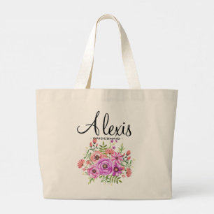 Rustic Floral Bridesmaid Tote - Personalized Gift