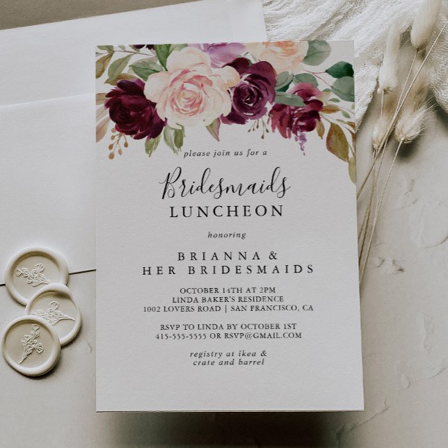 Rustic Floral Bridesmaids Luncheon Shower Invitation (Creator Uploaded)