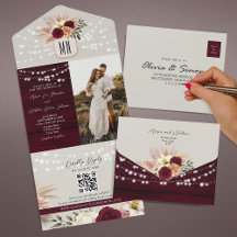 Rustic Floral Burgundy Fall Wedding 