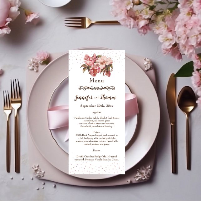 Rustic Floral Burgundy Wedding Menu (Creator Uploaded)