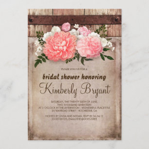 Rustic Floral Burlap Barn Wood Bridal Shower Invitation