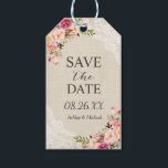 Rustic Floral Burlap Lace Wedding Save the Date Gift Tags<br><div class="desc">Rustic Floral Burlap Lace Wedding Save the Date Gift Tag Template. 
(1) For further customization,  please click the "customize further" link and use our design tool to modify this template. 
(2) If you need help or matching items,  please contact me.</div>