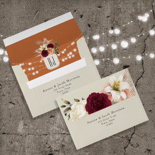 Rustic Floral Burnt Orange Wedding Envelope
