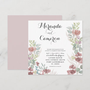 Rustic Floral Burnt Orange Wedding Invitation