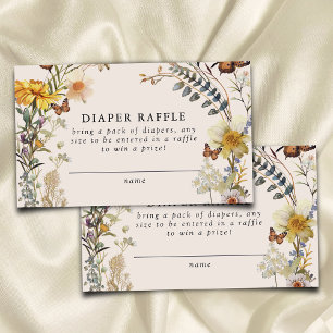 Rustic Floral Butterfly Baby Shower Diaper Raffle Enclosure Card