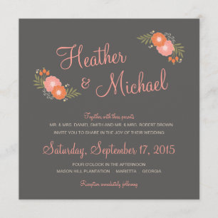 Rustic Floral Casual Wedding Invitations