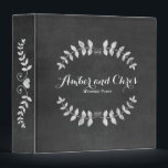 Rustic Floral Chalkboard Black and White Wedding Binder<br><div class="desc">A pretty and rustic wedding binder with cute white typography and floral drawings on a faux black chalkboard background. Customize the name of the bride and groom.</div>