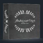 Rustic Floral Chalkboard Black and White Wedding Binder<br><div class="desc">A pretty and rustic wedding binder with cute white typography and floral drawings on a faux black chalkboard background. Customize the name of the bride and groom.</div>