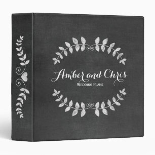 Rustic Floral Chalkboard Black and White Wedding Binder