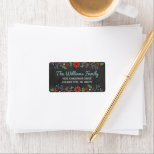Rustic Floral Chalkboard Holiday Address Label