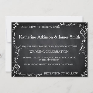 Rustic Floral Chalkboard Wedding Invitation