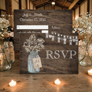 Rustic Floral Country Barn Wedding RSVP Card