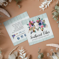 Rustic Floral Cow Skull Boho Chic Social Network