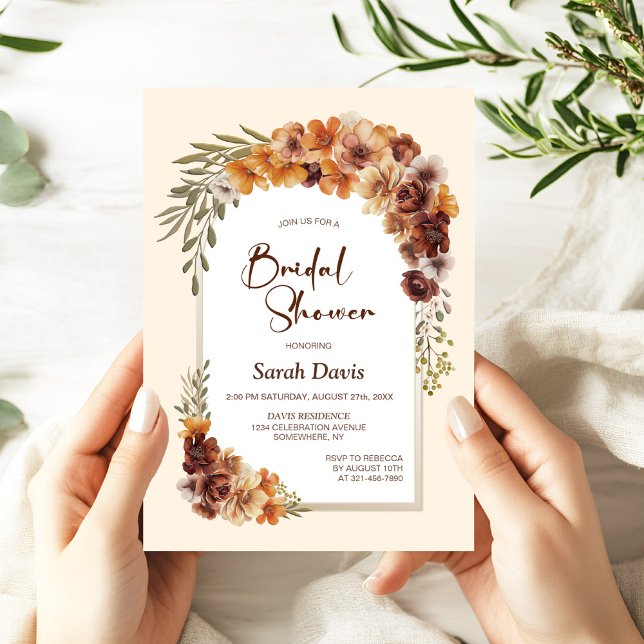 Rustic Floral Cream Arch Bridal Shower Invitation (Creator Uploaded)