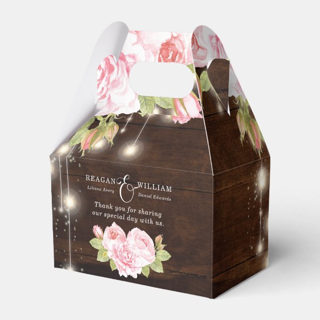 Rustic Floral Custom Wedding Favor Box (Front Side)