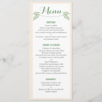 Rustic Floral Cutlery Rehearsal Dinner Menu Card