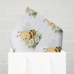 Rustic Floral Daisy Oh Babee Honey Bee Baby Shower Tissue Paper