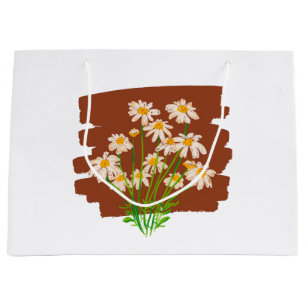 Rustic floral design on brown background large gift bag
