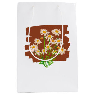Rustic floral design on brown background medium gift bag