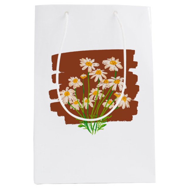 Rustic floral design on brown background medium gift bag (Front)