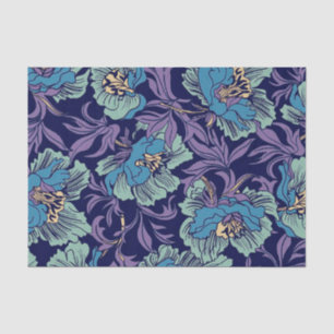Rustic Floral Dust blue, Teal and Purple Decoupage Tissue Paper