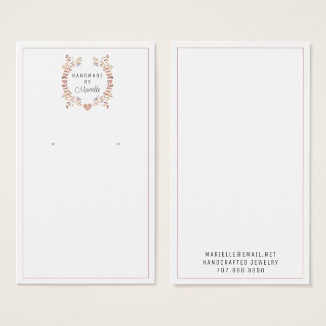 Rustic Floral Earring Jewellery Display Card (Front & Back)