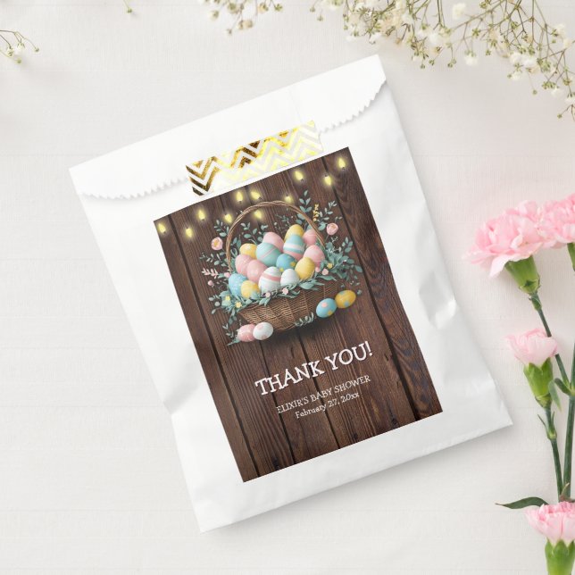 Rustic Floral Easter Eggs Baby Shower Favour Bag (Sealed)