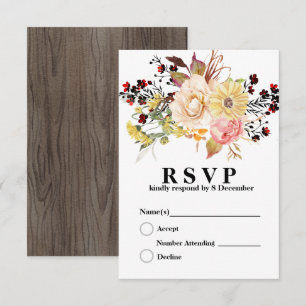 rustic floral elegant 3.5" x 5" Response Card