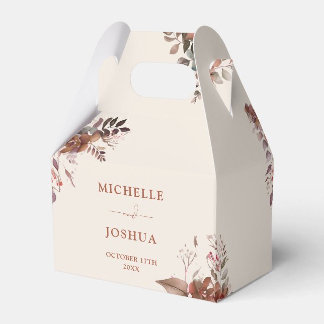 Rustic Floral Elegant Autumn Fall Wedding Favor Box (Back Side)