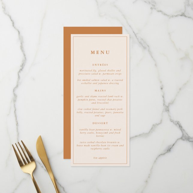 Rustic Floral Elegant Minimal Wedding | Menu (Front/Back In Situ)