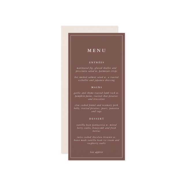 Rustic Floral Elegant Minimal Wedding |  Menu (Front/Back In Situ)