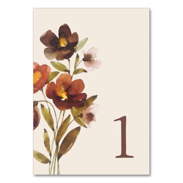 Rustic Floral Elegant Minimal Wedding | Table Number (Front)