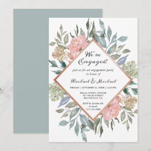 Rustic Floral Engagement Party Invitation