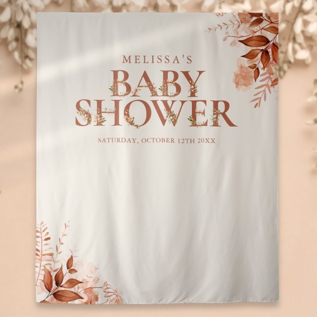Rustic Floral Fall Baby Shower Photo Backdrop Tapestry (Rustic Floral Fall Baby Shower Photo Backdrop)