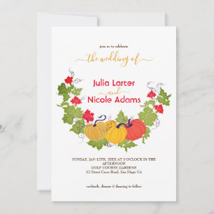 Rustic Floral Fall Pumpkin Woodland Wedding Invitation