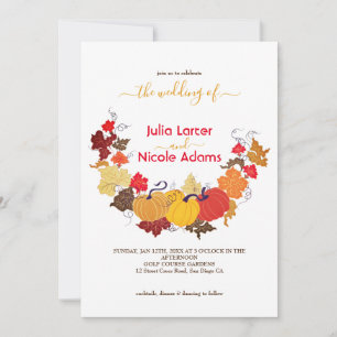Rustic Floral Fall Pumpkin Woodland Wedding Invitation
