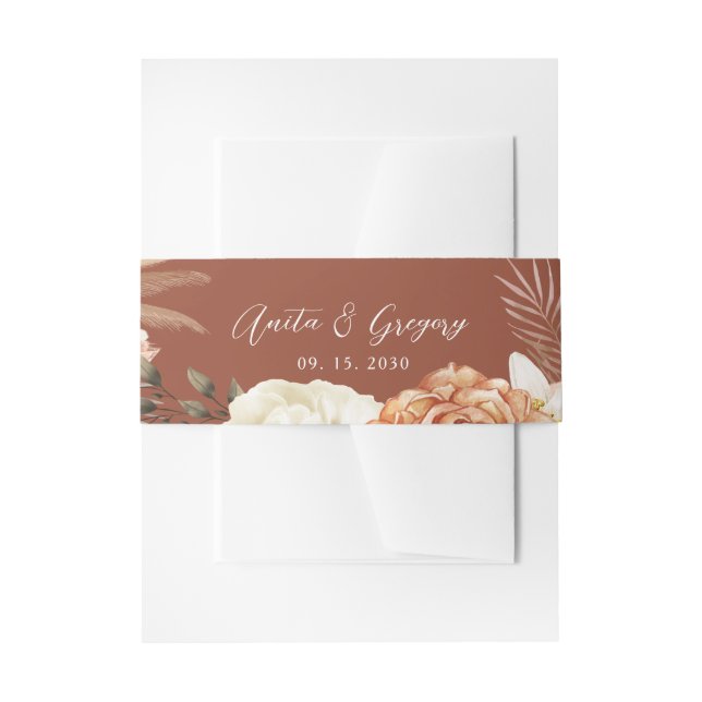 Rustic Floral Fall Wedding Invitation Belly Band (Front Example)