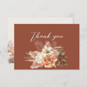 Rustic Floral Fall Wedding  Thank You Card