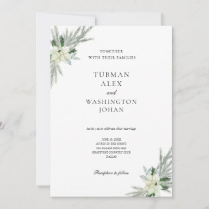 Rustic Floral Fall Winter Wedding Invitation