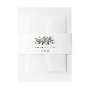 Rustic Floral Fall Winter Wedding Invitation Belly Band